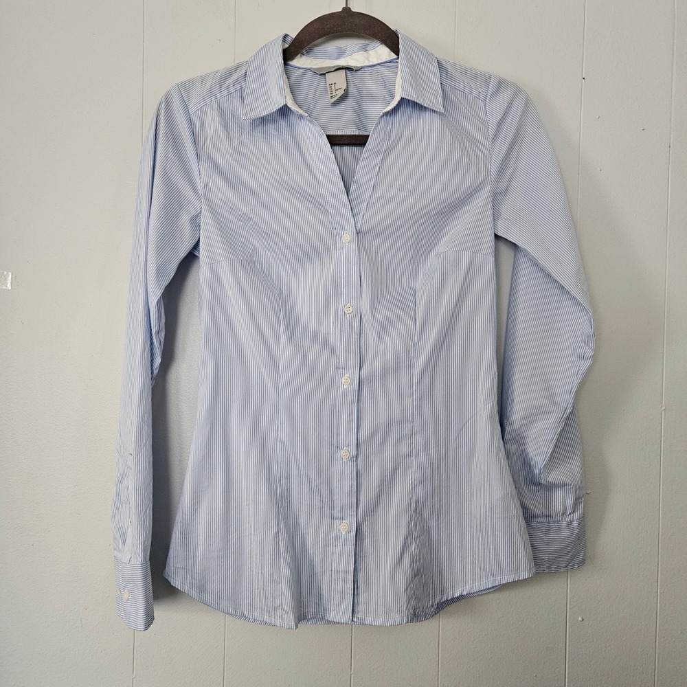 Button Down Shirt Size 2 Lng Sleeve Stretch Classic Fitted Stretch Preppy Office